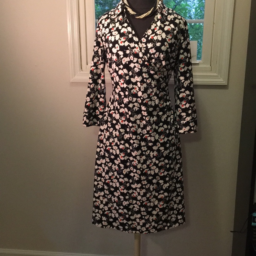 Talbots Sz M Faux Surplice Dress